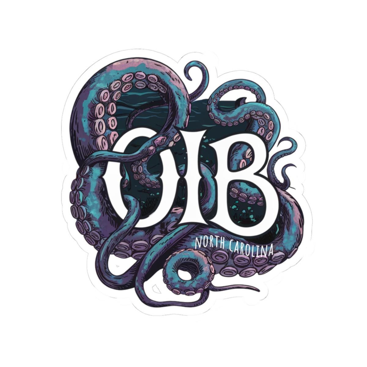 OIB Octopus Tentacle Sticker, Multiple Sizes or Custom Text Available, Ocean Isle Beach, North Carolina Art, NC Stickers