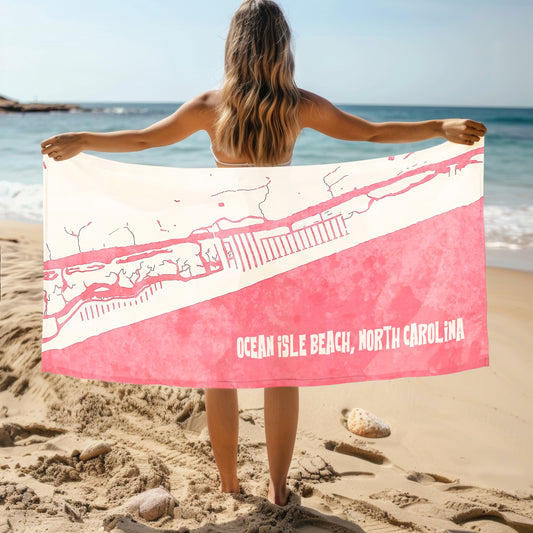 FREE SHIPPING Custom Map Art Beach Towel- Same Day Mockups! Family Vacation, Girls Trip, Event, Location Travel Gift-Choose color and place