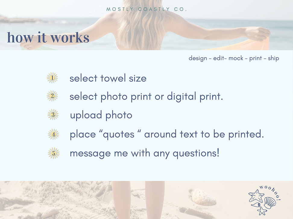 Custom Beach Towel - Choose Photo or Custom Digital Art! Great Gift + Matching Sets