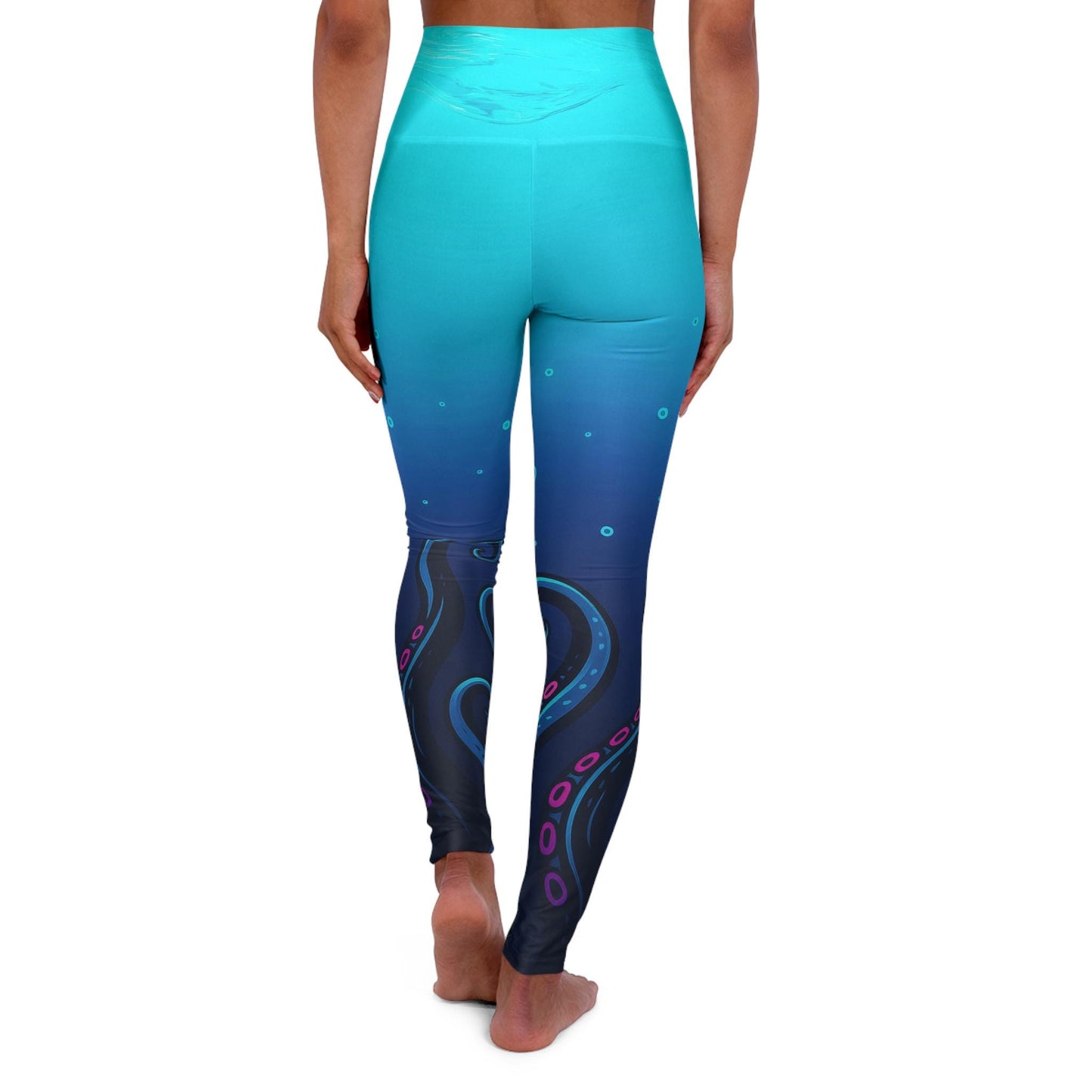 Ocean-Inspired Vibrant Gradient Octopus Tentacle High Waisted Yoga Leggings -Beach Yoga Pants,  Activewear, and Vacation Days