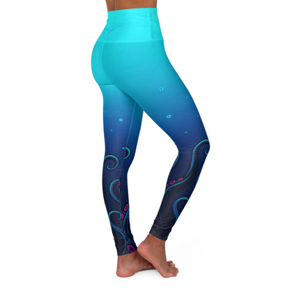 Ocean-Inspired Vibrant Gradient Octopus Tentacle High Waisted Yoga Leggings -Beach Yoga Pants,  Activewear, and Vacation Days